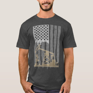 Ölbohrinsel Amerikanischer Tag USA-Flagge militäri T-Shirt