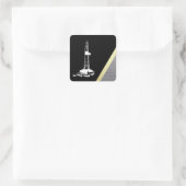 Ölbohrturm auf Schwarz, Gold, Metall Quadratischer Aufkleber (Tasche)