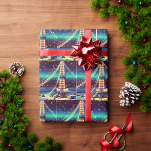 Ölbohrturm mit Weihnachtslicht Geschenkpapier