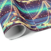 Ölbohrturm mit Weihnachtslicht Geschenkpapier (Rolleneckpunkt)