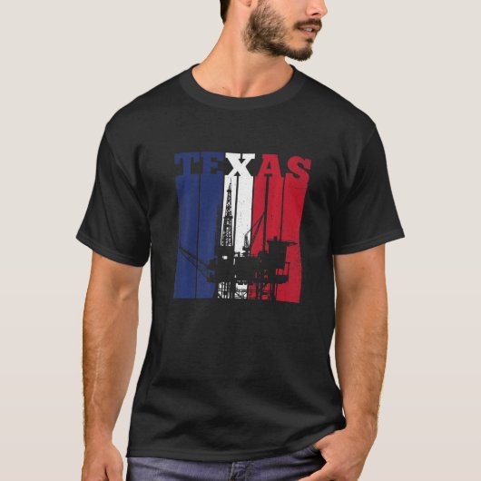 Ölbohrturm Texas US-Flaggen-Ölfeld-Bohrinsel T-Shirt (Vorderseite)