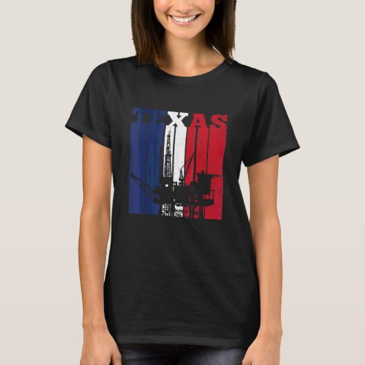 Ölbohrturm Texas US-Flaggen-Ölfeld-Bohrinsel T-Shirt (Vorderseite)