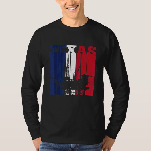 Ölbohrturm Texas US-Flaggen-Ölfeld-Bohrinsel T-Shirt (Vorderseite)