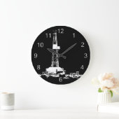 Ölbohrturm (weiße Zahlen) Große Wanduhr (Zuhause)