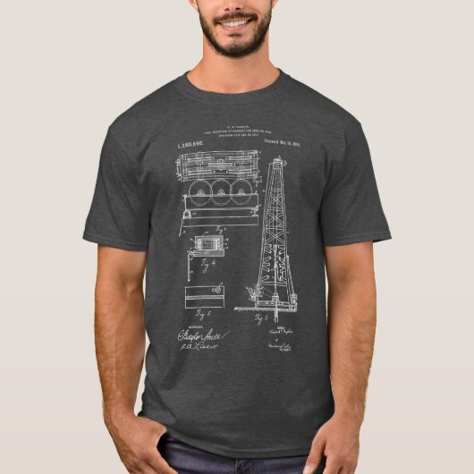 Ölbohrturmbohrer-Patent-Graphic-Ölfeld-Bohrer T-Shirt (Vorderseite)