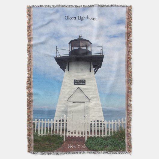 Olcott Lighthouse Throw Blanket Decke (Vorderseite Vertikal)
