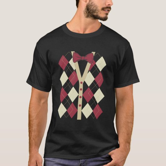 Old 100 Days Of School Argyle Pattern T-Shirt (Vorderseite)