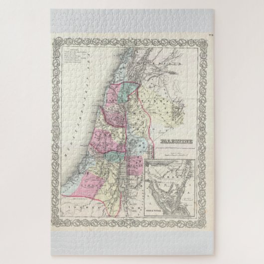 Old 1855 Historic State of Palestine Jerusalem Puzzle (Vertikal)