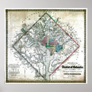 Old 1862 Washington District of Columbia Map Poster
