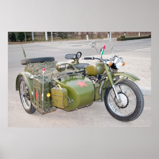 Old 750B-2 motorcycle with a sidecar Poster (Vorne)