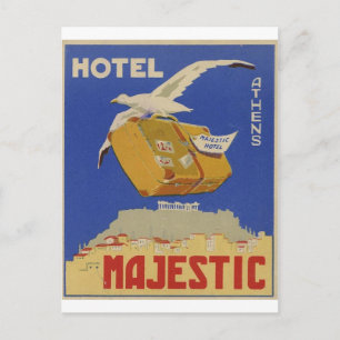 Old Advert Athens Griechenland Hotel Majestic Postkarte