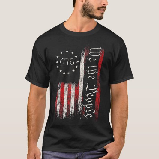 Old American Flag Patriotic 1776 We The People USA T-Shirt (Vorderseite)