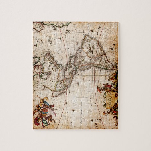 Old Antique North & South America Map Puzzle (Vertikal)