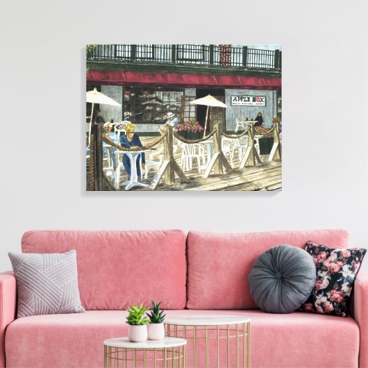 Old Apple Box Cafe Watercolor Petaluma+Calif, Leinwanddruck (Insitu (Wohnzimmer))