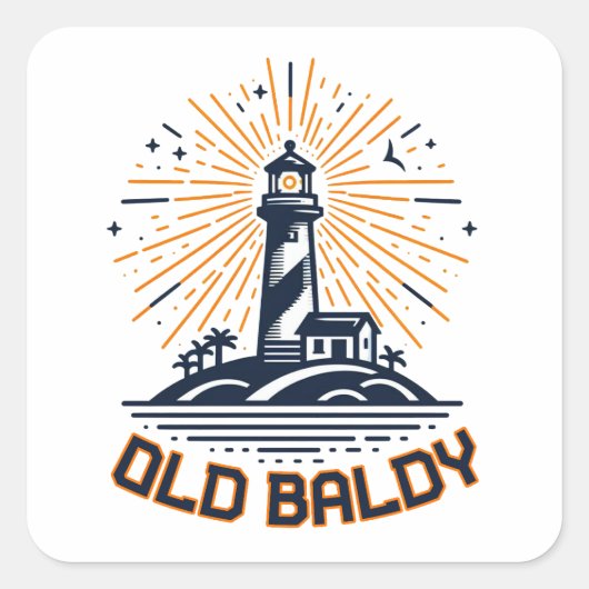 Old Baldy Leuchtturm Sonnenaufgang Quadratischer Aufkleber (Vorderseite)