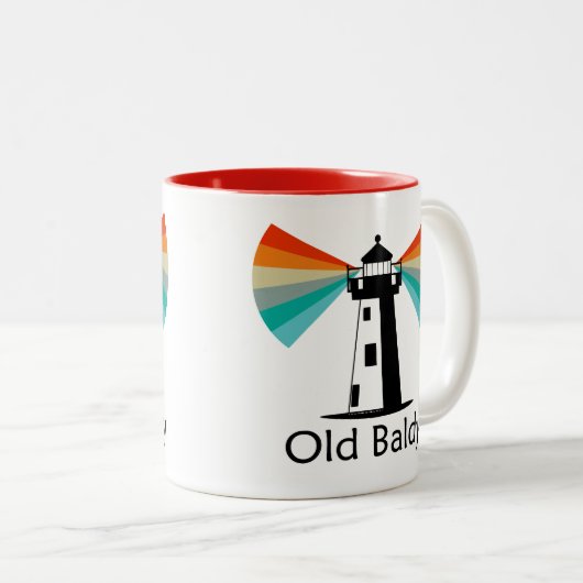 Old Baldy Lighthouse Rainbow Zweifarbige Tasse (VorderseiteRechts)