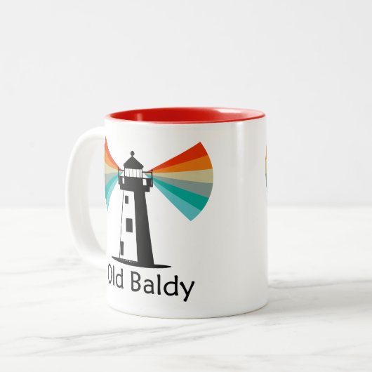Old Baldy Lighthouse Rainbow Zweifarbige Tasse (Vorderseite Links)