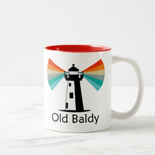 Old Baldy Lighthouse Rainbow Zweifarbige Tasse (Rechts)