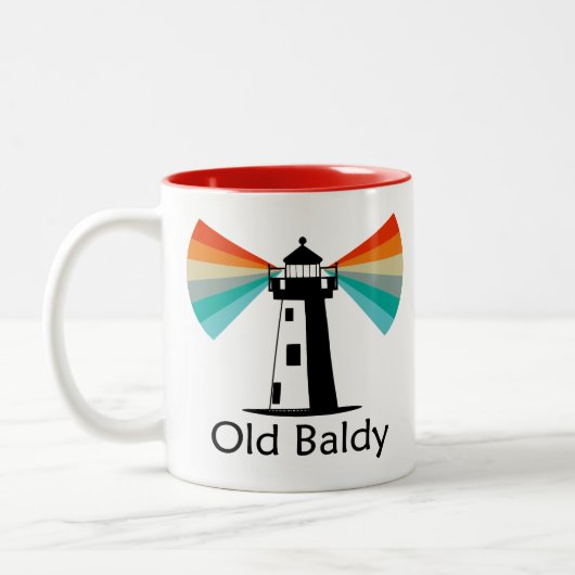 Old Baldy Lighthouse Rainbow Zweifarbige Tasse (Links)