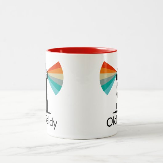 Old Baldy Lighthouse Rainbow Zweifarbige Tasse (Mittel)
