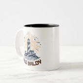 Old Baldy Lighthouse Sunrise Zweifarbige Tasse (Vorderseite Links)