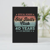Old Balls Club 40 Years of Awesome 40th Birthday G Karte (Stehend Vorderseite)
