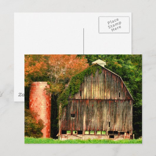 OLD BARN AND SILO POSTKARTE (Vorne/Hinten)