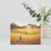 OLD BARN, APPALOOSA BOY & DOG by SHARON SHARPE Postkarte (Stehend Vorderseite)