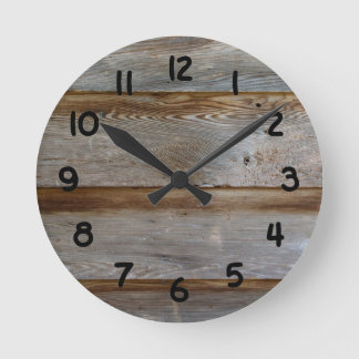 Old Barn Door Wood Runde Wanduhr