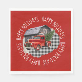 Old Barn With Red Truck Paper Napkin Serviette