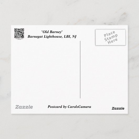 "Old Barney" Barnegat Lighthouse LBI NJ Postkarte (Rückseite)
