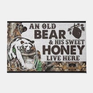 Old Bear Door Mat, Grumpy Bear Door Mat, Cabin Fußmatte