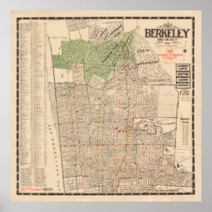 Old Berkeley CA Map (1912) Poster