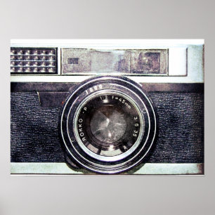 Old black camera poster