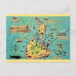 Old Block Island Map Postkarte