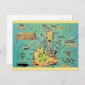 Old Block Island Map Postkarte (Vorne/Hinten)