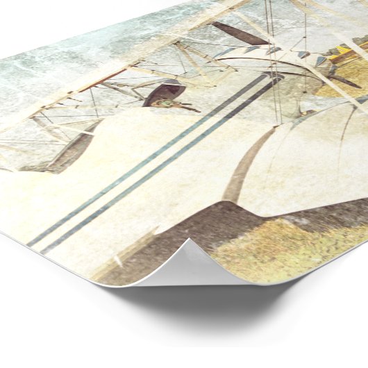 Old Blue Antique Airplane Poster (Ecke)