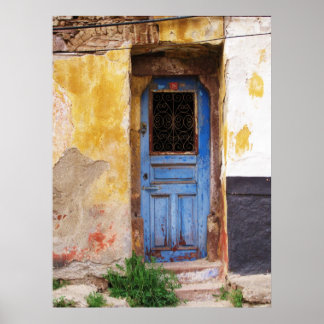Old Blue Door Mykonos Griechenland Poster