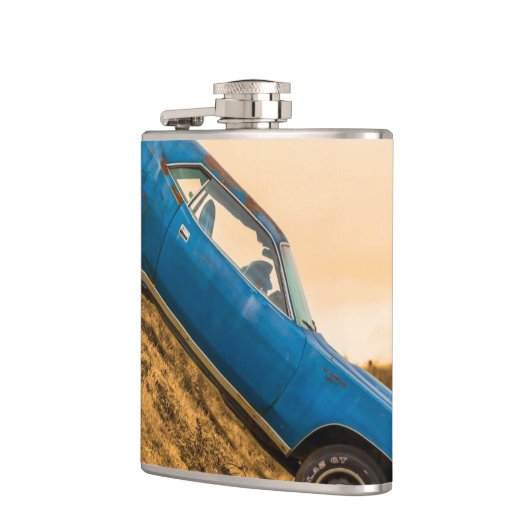 Old Blue Plymouth Barracuda Flachmann (Links)