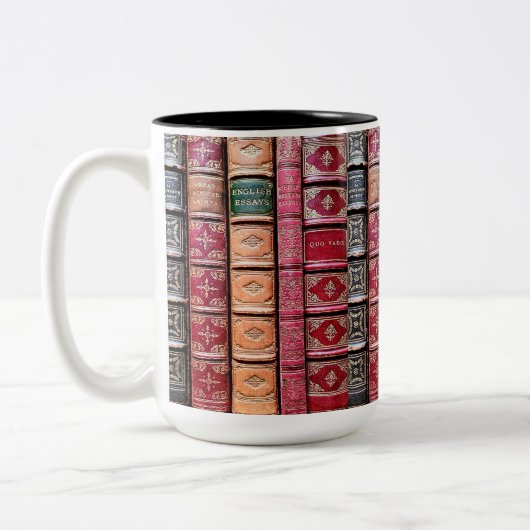 Old Book Library Quo Vadis Zweifarbige Tasse (Links)