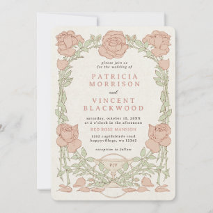 Old Book Rose Rahmen Hochzeit Einladung