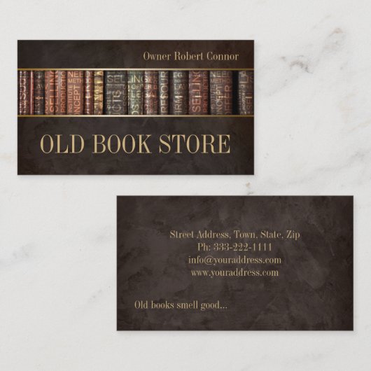 Old Book Store Antique Reading Shop by Owner Visitenkarte (Vorne/Hinten)