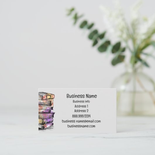 Old Books Writer der Aquarellbibliothek Visitenkarte (Stehend Vorderseite)