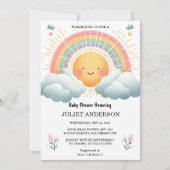 Old Boy Pink Unique Sky Cloud Sunshine Baby Dusche Einladung (Vorderseite)