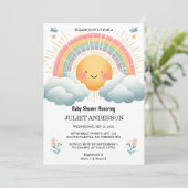 Old Boy Pink Unique Sky Cloud Sunshine Baby Dusche Einladung (Stehend Vorderseite)