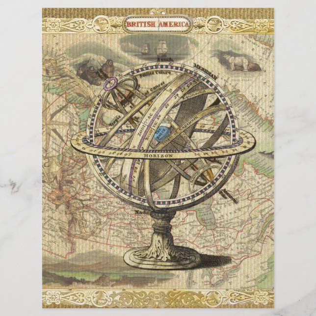 Old British America Explare Polar Bear Compass Map (Vorderseite)