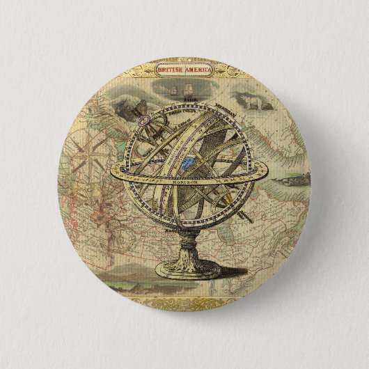 Old British America Explare Polar Bear Compass Map Button (Vorderseite)