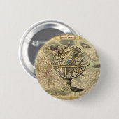 Old British America Explare Polar Bear Compass Map Button (Vorne & Hinten)