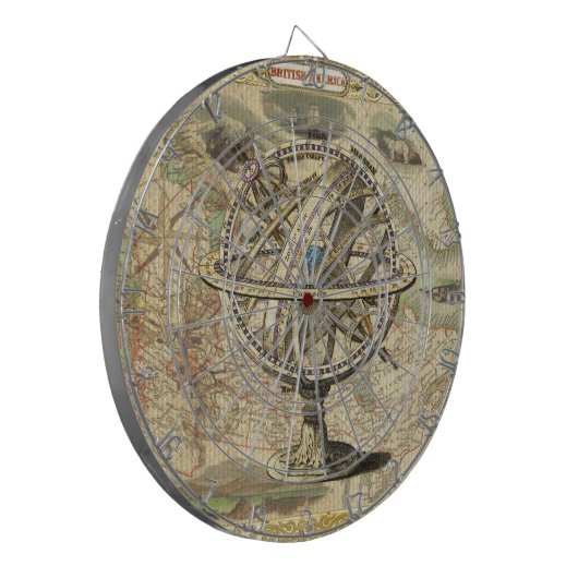 Old British America Explare Polar Bear Compass Map Dartscheibe (Vorderseite Links)