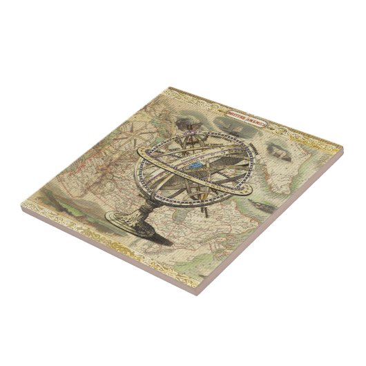 Old British America Explare Polar Bear Compass Map Fliese (Seite)